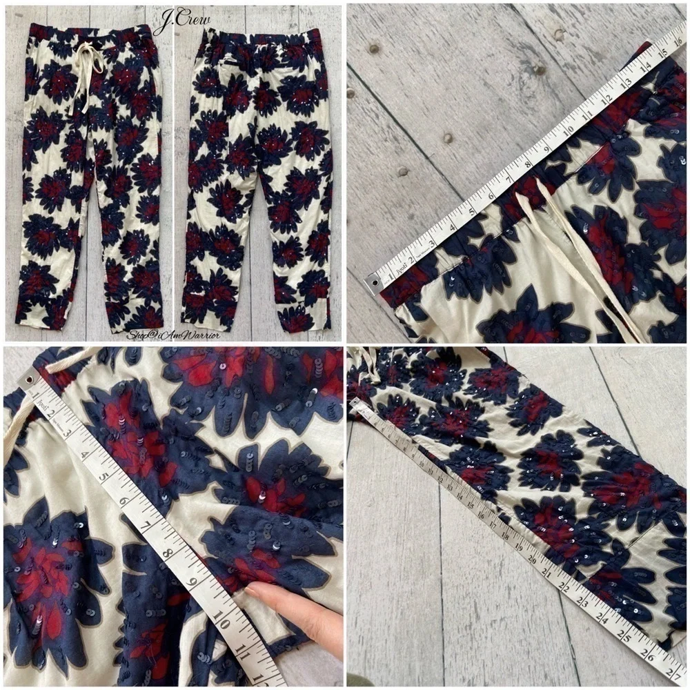 J.Crew 2 piece cotton voile sequin firework sleeveless top + pull on jogger